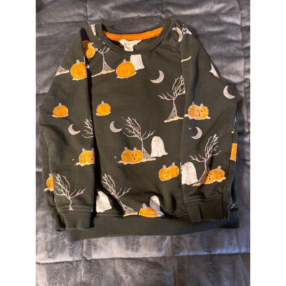 Burts Bees Kids Halloween Organic Cotton Sweatshirt Ghost Pumpkin 3T 0523